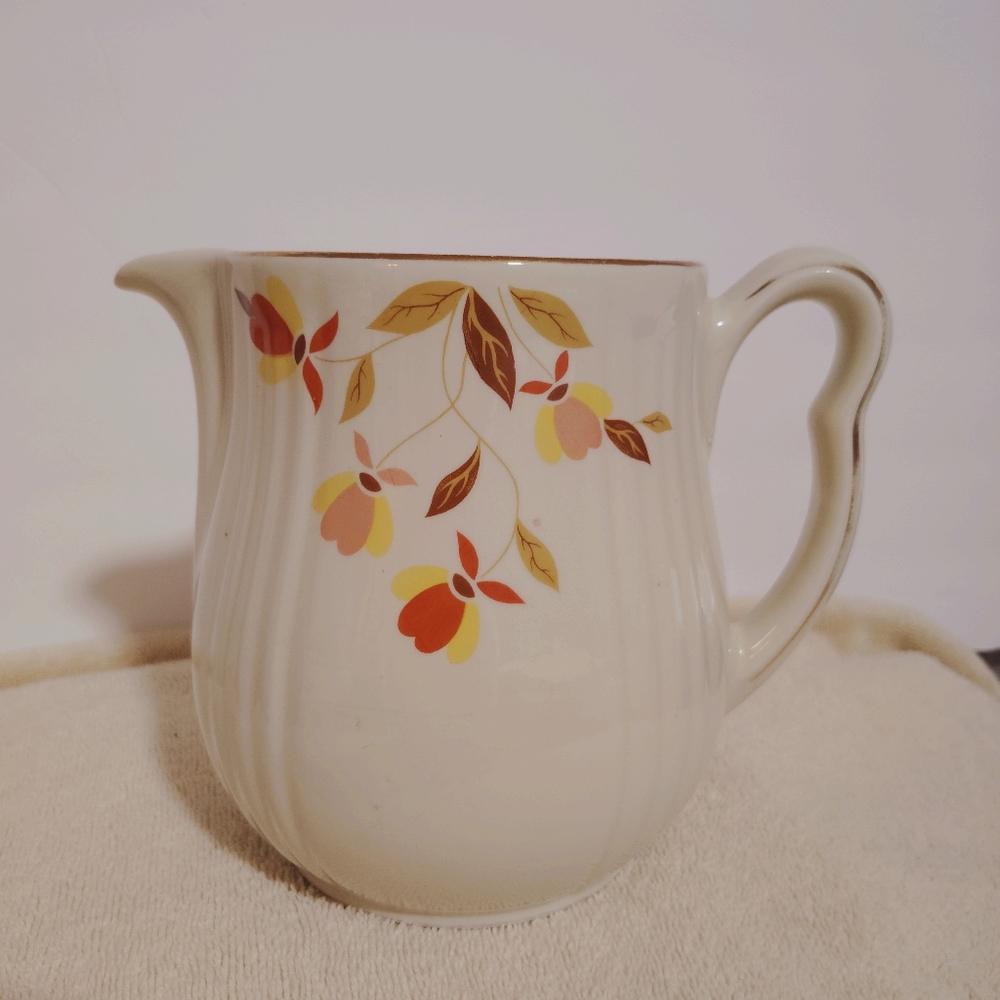 Hall's Superior Jewel Tea Autumn Leaf Milk/Water Pitcher Farmhouse Made in USA
